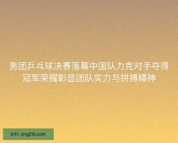 男团乒乓球决赛落幕中国队力克对手夺得冠军荣耀彰显团队实力与拼搏精神